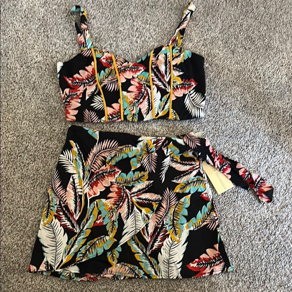 NWT BOG Collective Tropical Print Skirt Set Size Small